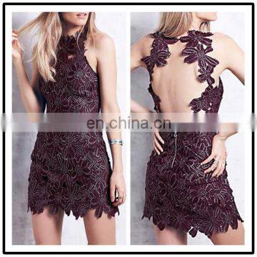 2016 Summer African Clothes Designs Cold Back Slim Fitness Sexy Tight Lace Body Dresses NT6741