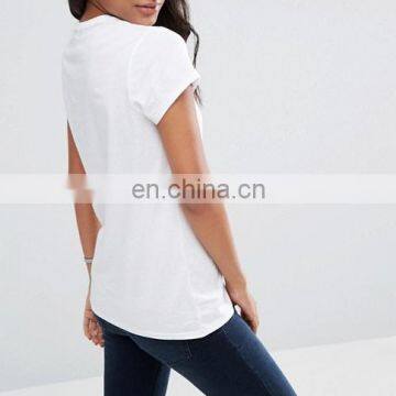 High Quality Cheap Custom Short Sleeves Longline Tall T-shirts Wholesale Cotton Plain Blank Women Tshirt photo-2
