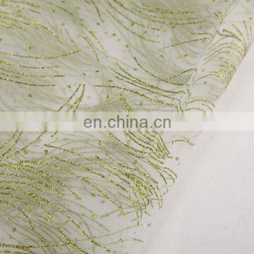 2015 Best Selling Products In America Green Stripe Spraying Organza Silk Fabric