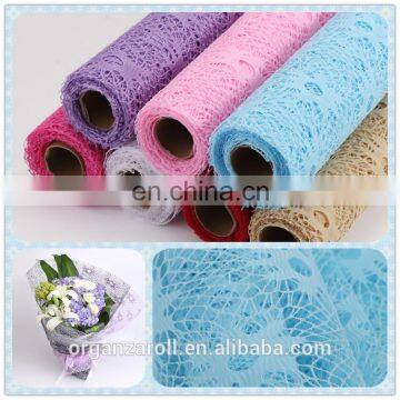 Flower wrapping material colorful polyester mesh fabric for florists