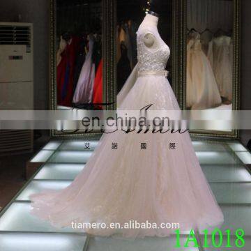 1A1018 Back Open See Through Embroidered Sash Prom Dress Evening Dress photo-3