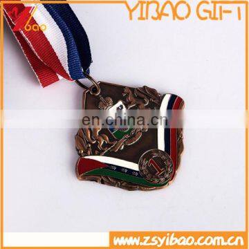 High Quality Antique Copper/Gold Metal Sport metal Medal with Ribbon