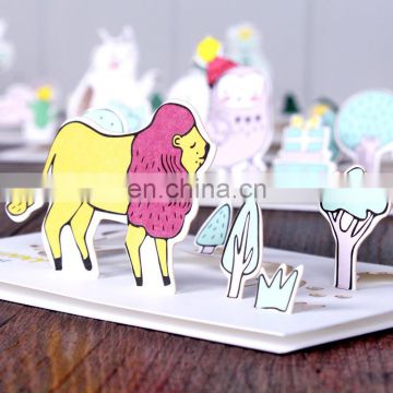 cartoon lion greeting cards with envelopes Thankgiving 3d greeting card for kids