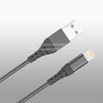 MFi Lightning Cable With Aluminum Connector and Metal Nylon Braided Cable, 1m/1.8m 2.4a photo-4