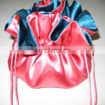 Promotional drawstring round bottom satin jewelry gift bags pouch