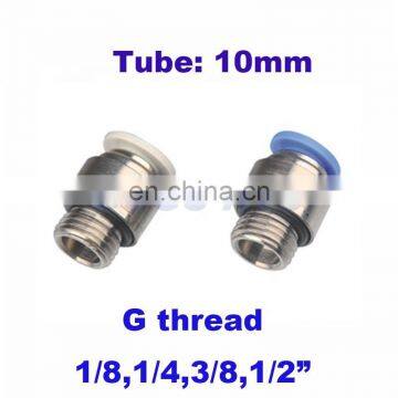 Brass Pneumatic air straight fitting hose O.D 10mm G thread POC10-G01/02/03/04 1/8 1/4 3/8 1/2 round one touch connector