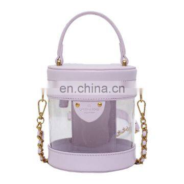 4colors new fashion Korea Style Hot Sell Women Lady Bucket Handbags Chain Transparent Bags