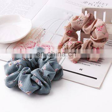 Vintage Hair Scrunchies Lady Crinkle Chiffon Scrunchie Women Flower Elastic Hair Bands Girls Headwear Floral Rubber Hair Tie