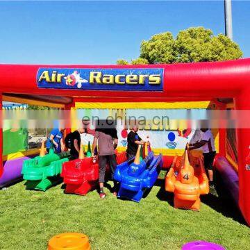Outdoor Movable Inflatable Ride Playground, 3 Horses Fun Derby Family Race Ride Facilities photo-6