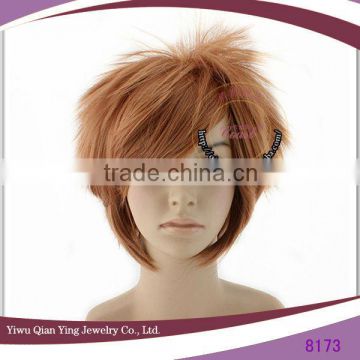 synthetic short brown cosplay short men wig