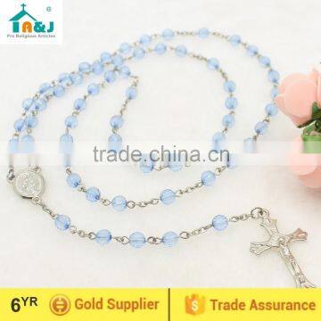 Hot sale fashion religious catholic plastic rosary bead necklace