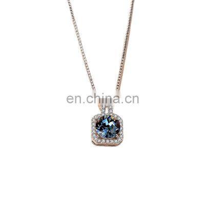 New Style Fashion Square CZ Lock Basket 925 Sterling Silver Pendant 18K White Gold Plated Cubic Zirconia Necklace