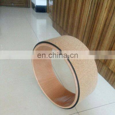 Factory Custom New Design Wood Eco Friendly Anti Stress Cork Yoga Back Wheel Roller For Massage Roller photo-3