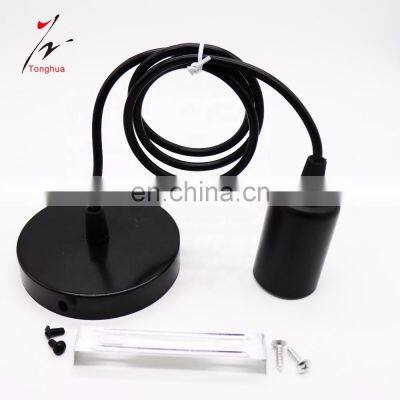 Toghua Vintage Simple DIY Lamp Set Black E26 E27 Iron Lamp Holder Round Braided Electrical Wire Indoor Ceiling Lighting photo-5