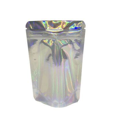 Printed Holographic Film Flat Bags Laser Clear Front For Beauty Sponge Packaging