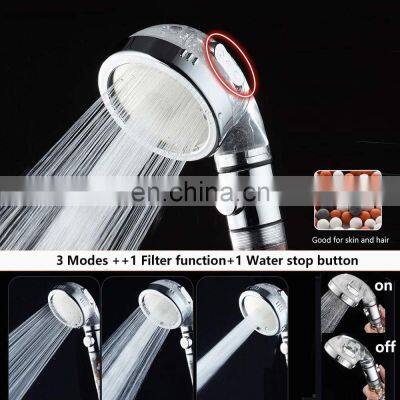 Best Tiktok Stainless Steel Water Saving Mineral Power Stone Filter High Pressure Rain Shower Head Handheld Shower photo-2
