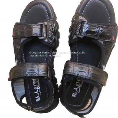 High-Grade Crocodile Leather Private Custom Sandals Summer Open Toe Leather Cool Velcro Men's Sandals Rubber Non-Slip Leather Shoes Men photo-2