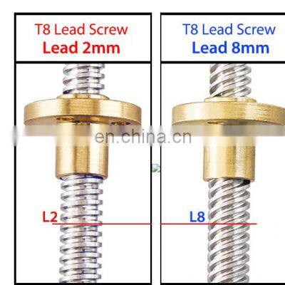 8mm T8 Lead 2mm Stainless Steel Lead Screw T8 Brass Nut For CNC 3D Printer photo-2