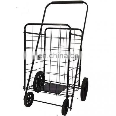 Folding Shopping Cart Utility Rolling Cart with 4 Wheels Rolling Swivel Wheels for Laundry Shopping Grocery Bathroom Office