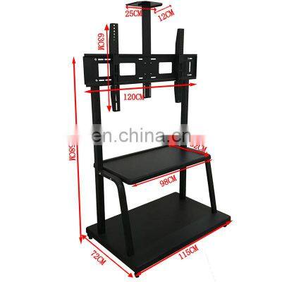 Big Size Thickness Strong Movable adjustable shelf  Mobile LCD LED TV Cart Rolling Trolley  black white gold tv stand