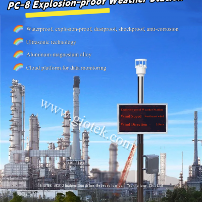 PC-8 Explosion proof meteorological station, weather sensor and gas sensor, Atmosphere Pressure, solar radiation, rainfall, environment temperature, environment humidity, wind speed