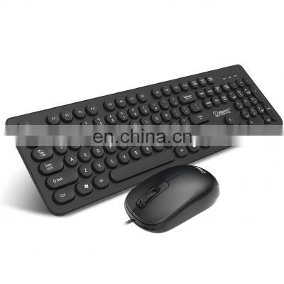 Wired keyboard and mouse set business office retro round button keyboard and mouse set cross-border wholesale