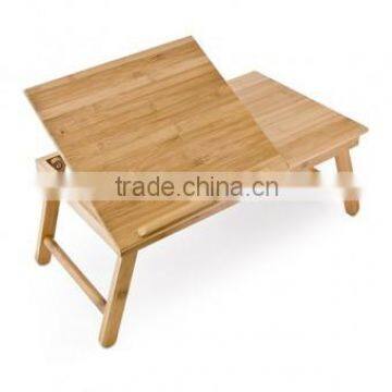 Bamboo Multi-Position Adjustable Laptop Computer Desk & Serving Bed Tray With Drawer photo-2