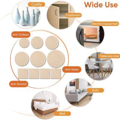 Premium Furniture Felt Pads (Beige), Self Adhesive Anti Scratch Floor Protector for Furniture Legs Hardwood With 60 Cabinet Door Bumpers photo-2