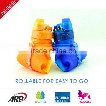 New 650ml/22oz Collapsible, Rollable Silicone Water Bottle With Screw Cap, BPA Free, Up to LFGB Standard photo-5