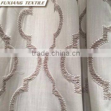 Poly-cotton Canvas Embroidered Window Curtain Fabric Color:blue,red,coffee, Beige,ecru,white photo-3