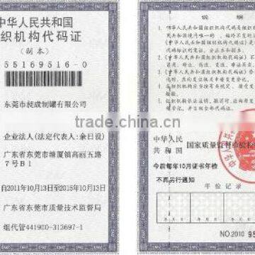 Organization code certificate of China