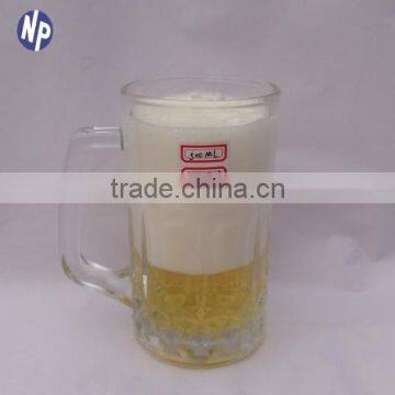 0.5L clear glass beer mug with handle