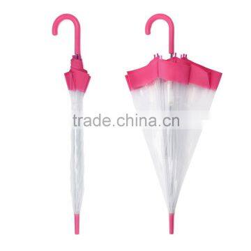 2016 Romantic design straight transparent fashionable clear wedding umbrella for ceremony