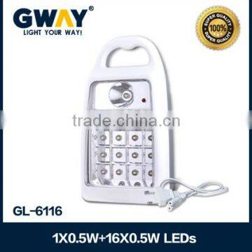 NEW ABS plastic rechargeable led emergency lights,1X0.5W LED spotlight+16X0.5W LED lantern for camping