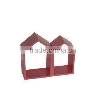 House Shape Wooden Cube Display Mini Wall Shelf photo-3
