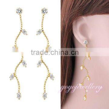 Stick light weight gold dubai gold jewelry simple gold earring designs for women