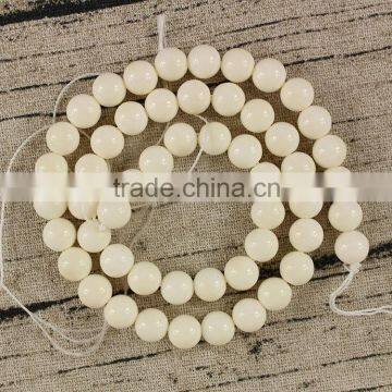 OB098 Natural Cream White ivory bone round beads