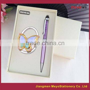 Touch Ball Pen And Folding Women's Purse Decorative Hanger Hook,Promotional Gift Set 2015