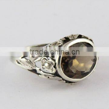 Giant Brown Smoky Quartz Ring, 925 Sterling Silver Jewelry, Silver Jewelry India