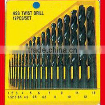 Drilling bit YF 19pc HSS twist shank white,black,tin coated. drill