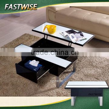 modern glass top storage and lift up coffee table for living room