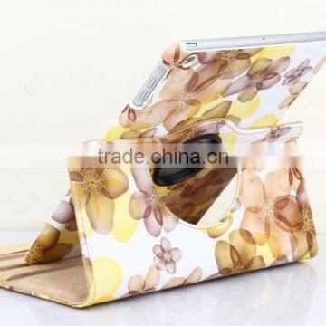 High Quality Hard PU Leather Case for iPad 5 Beautiful Peach Flower Design Flip Case TB-0002