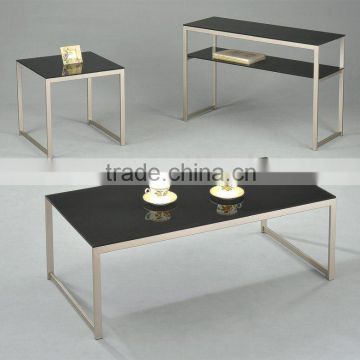 Modern coffee table set/ Black Coffee Table and End Table with metal leg