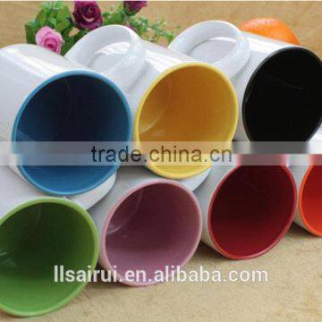 11 oz Inner Colored Outside White Ceramic Coffee Mugs for Wholesale photo-2