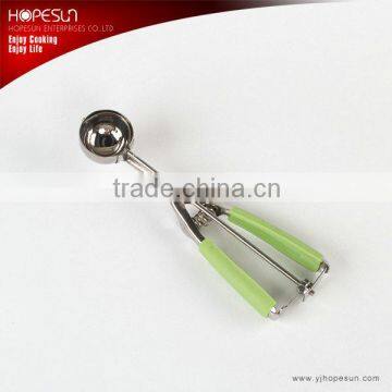 High Grade Stainless Steel Fruit Scoop with Spring Trigger Mechanism