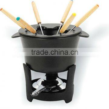 Cast Iron Fondue Set With 6pcs Wooden Forks MSF-4097