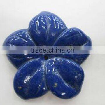 Lapis Lazuli Flower Pendant for Necklace Gemstone Carving photo-3