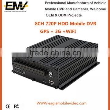 HD 8 Ch 720P AHD HDD Mobile DVR with 3G WIFI GPS G-Sensor