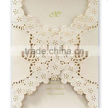Elegant & romantic cream laser cut floral pattern wedding invitation for wedding