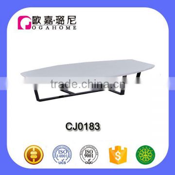 CJ0183 Stainless Leg White Glossy oval Modern Design Coffee Table